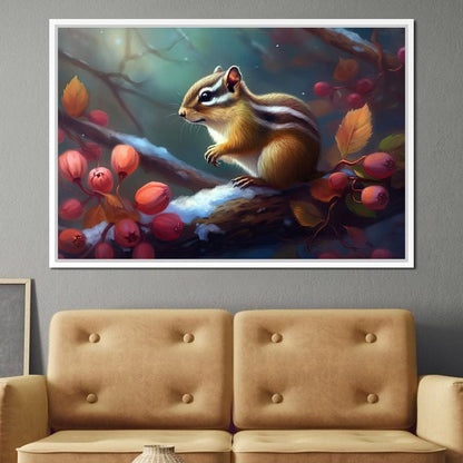 Winter Chipmunk Canvas Wall Art