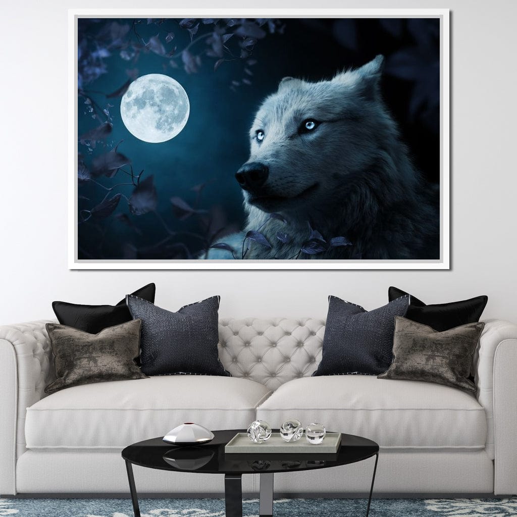 Wolf Full Moon Canvas Wall Art