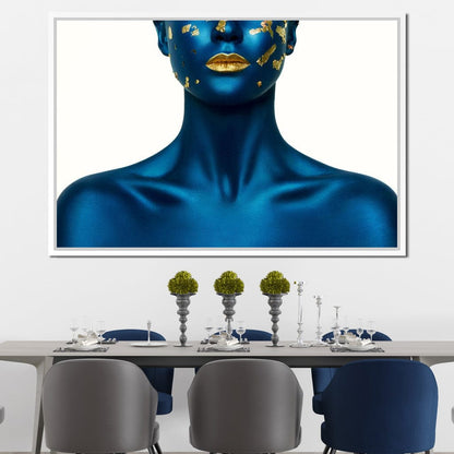 Blue Body Paint Canvas Wall Art