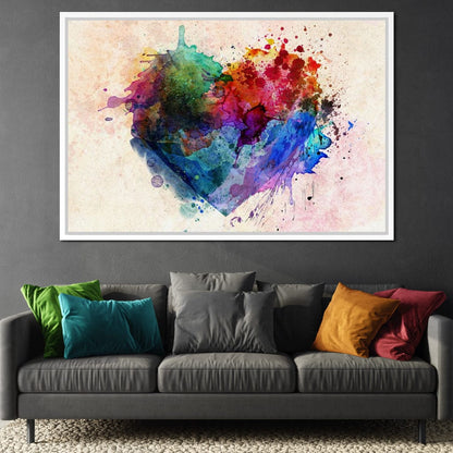 Heart Splash Canvas Wall Art