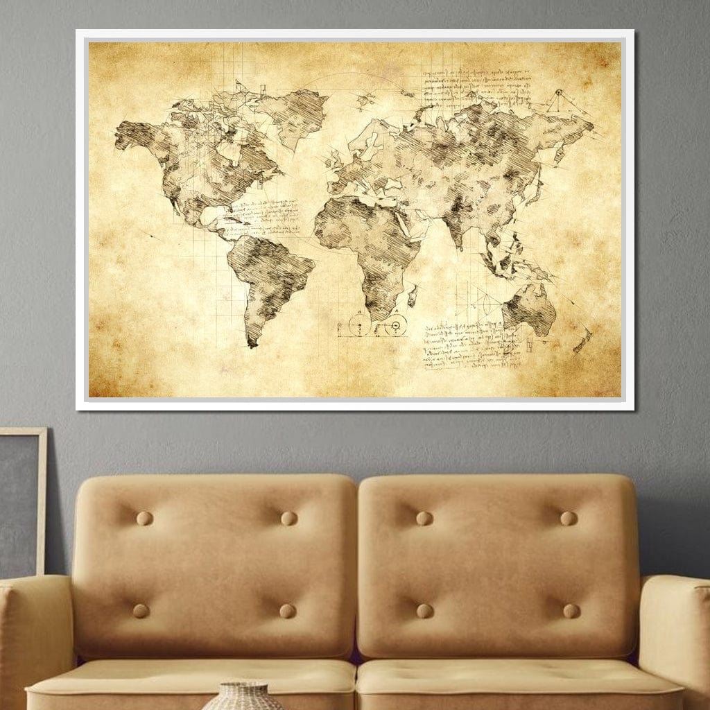 World Map Da Vinci - Mateo Canvas Wall Art