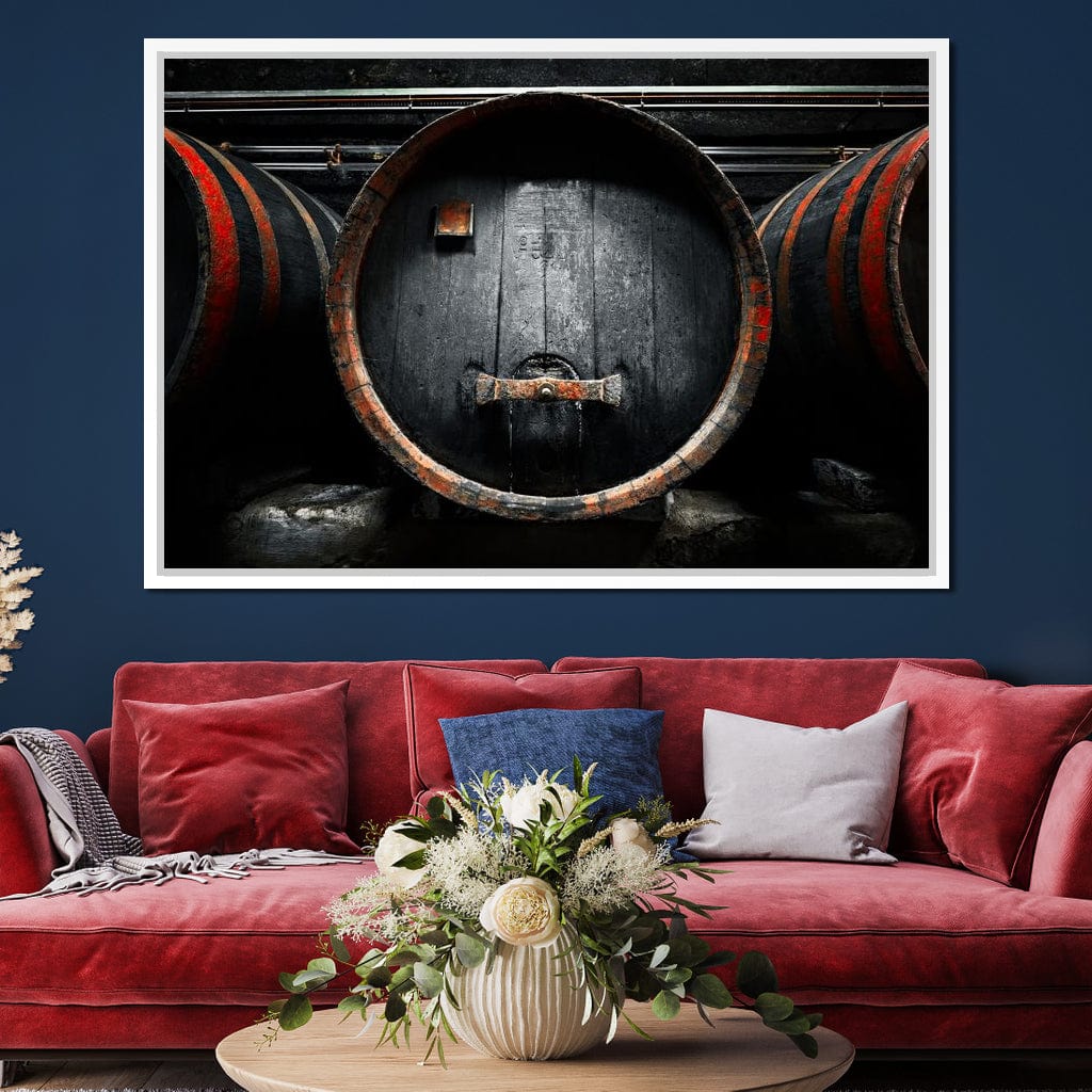 Traditional Wood Barrel Canvas Wall Art
