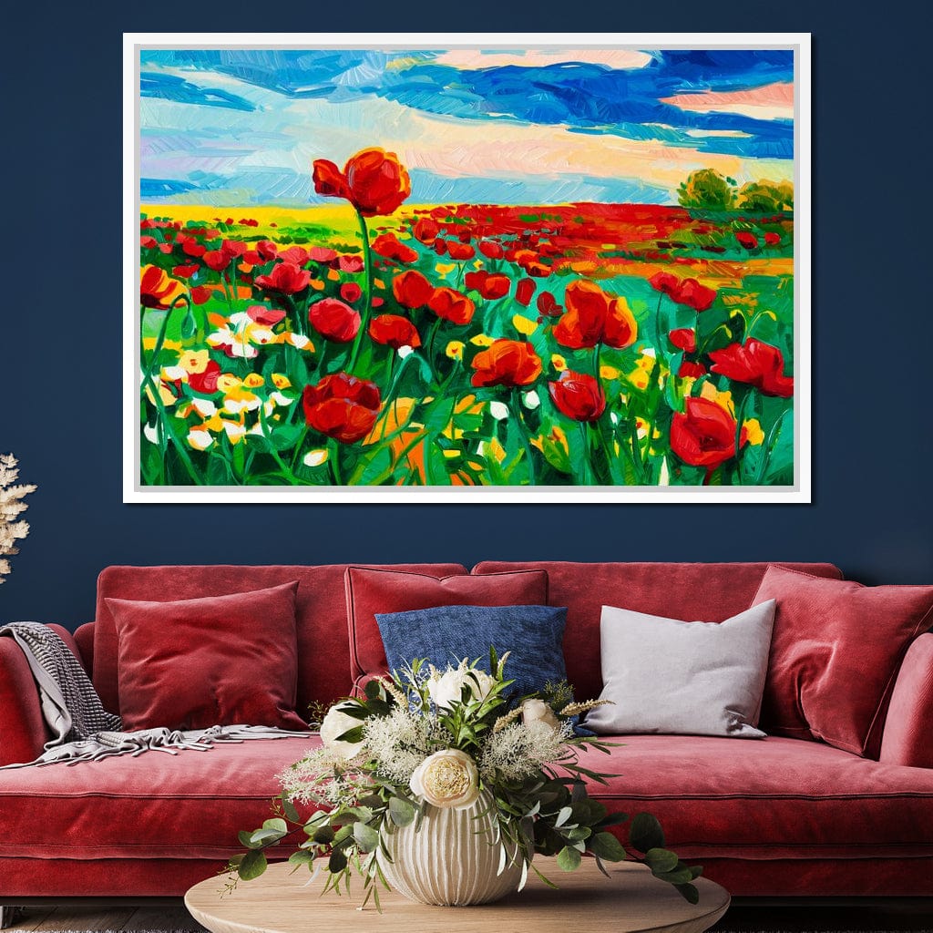 Field of Red Poppies Canvas Wall Art