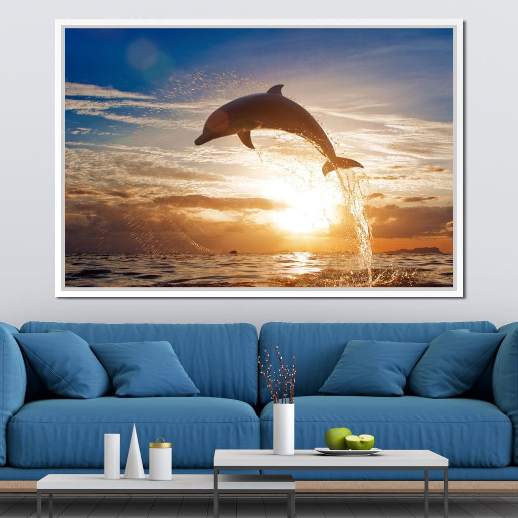 Leaping Dolphin Canvas Wall Art
