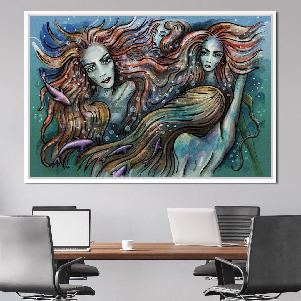 The 4 Mermaids Canvas Wall Art
