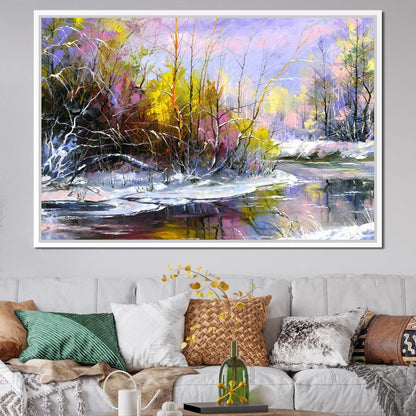 Winter Stream Canvas Wall Art