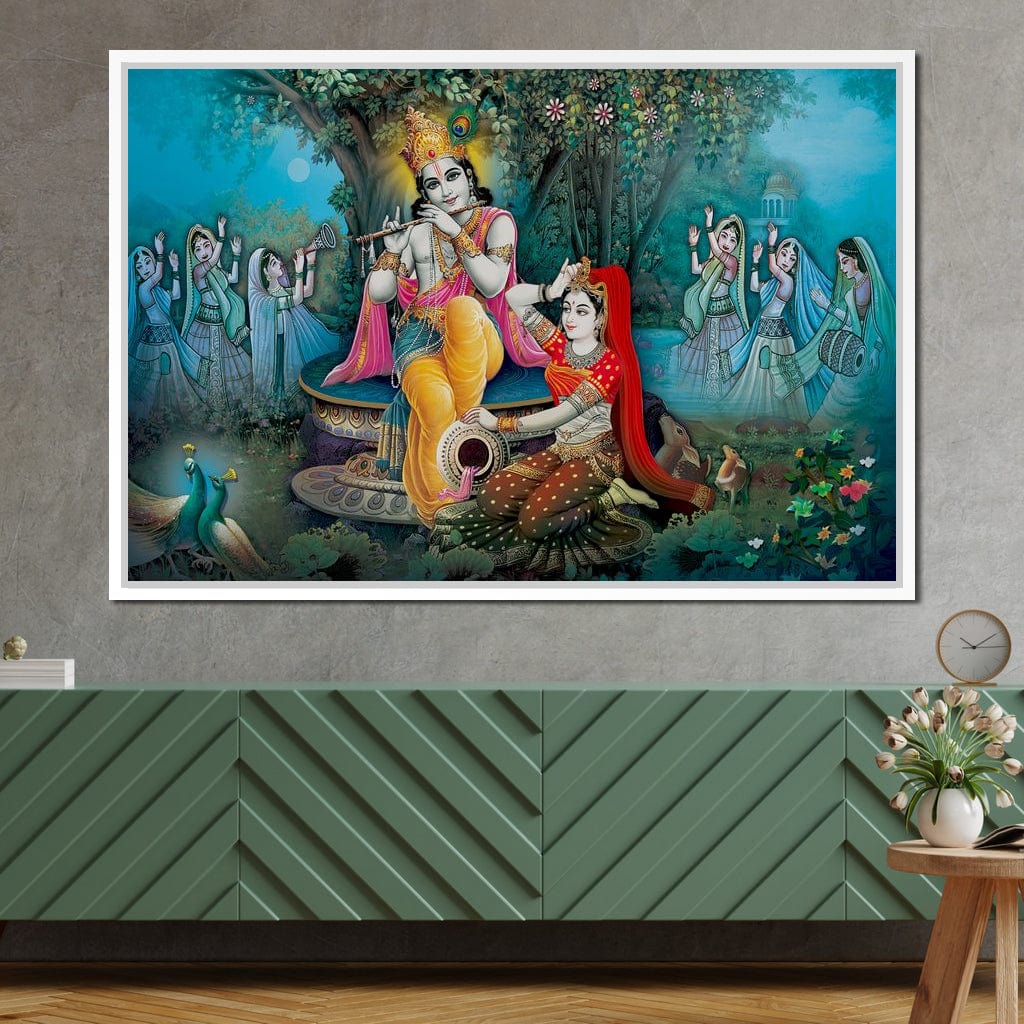 Radha & Krishna Love Tree Canvas Wall Art