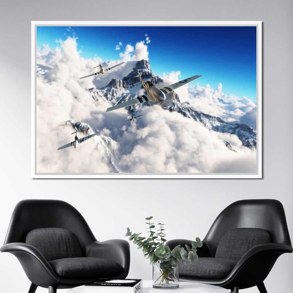 P51 Mustangs Winter Squadron Canvas Wall Art