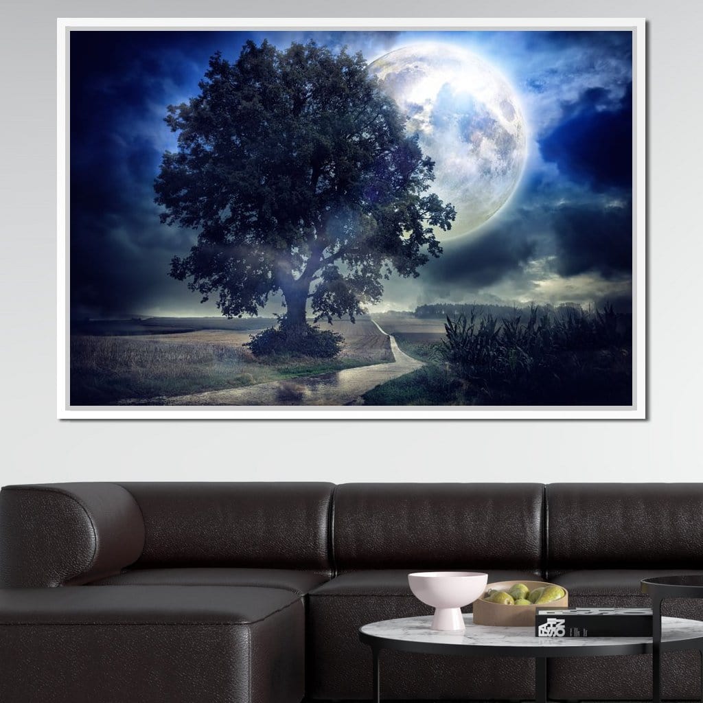 Giant Moon Summer Night Canvas Wall Art