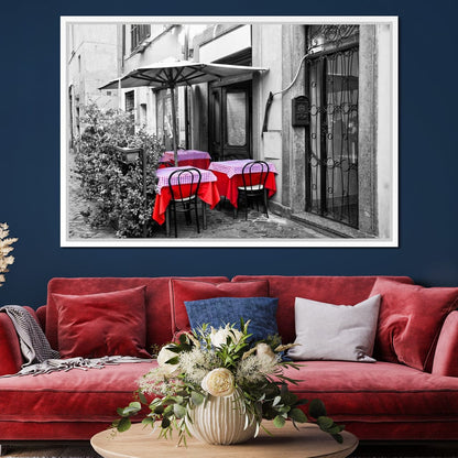 Red Tables In Rome Canvas Wall Art