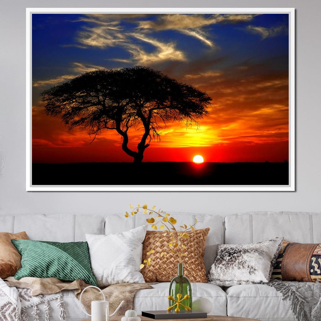 African Landscape Sunset Canvas Wall Art