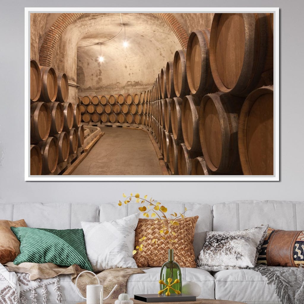 Barrels of Wine Canvas Wall Art