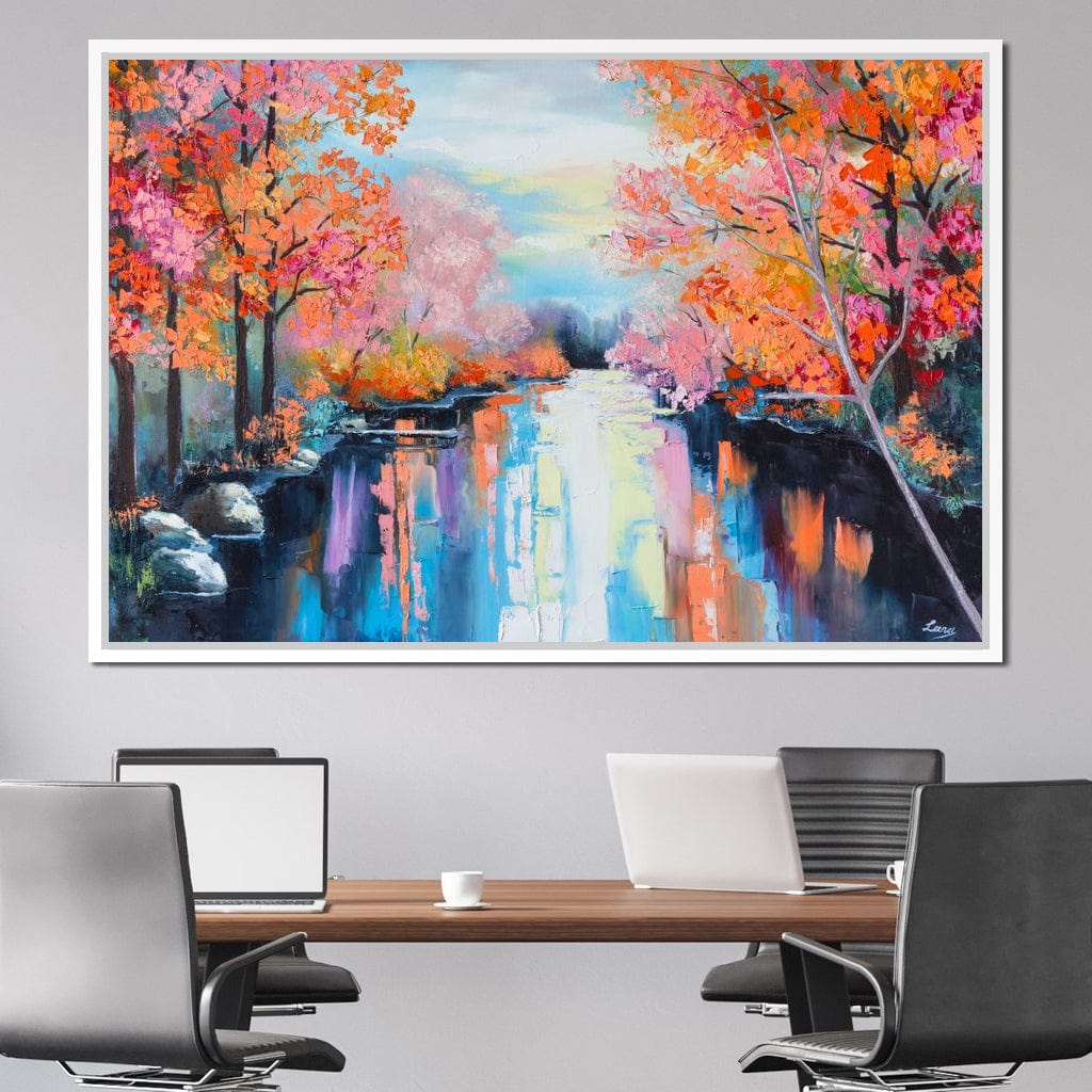 Autumn Stream Pastel Canvas Wall Art