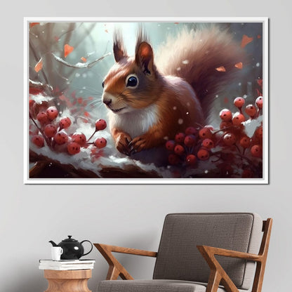 Winter Squirrel Canvas Wall Art