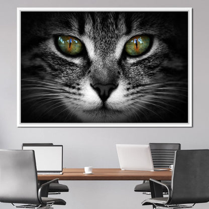 Green Eyed Cat Canvas Wall Art