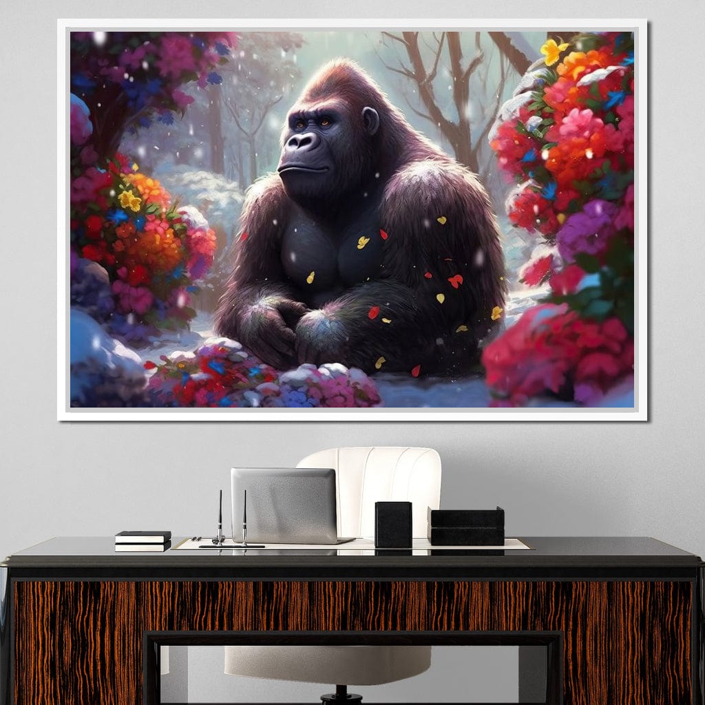 Winter Gorilla Canvas Wall Art