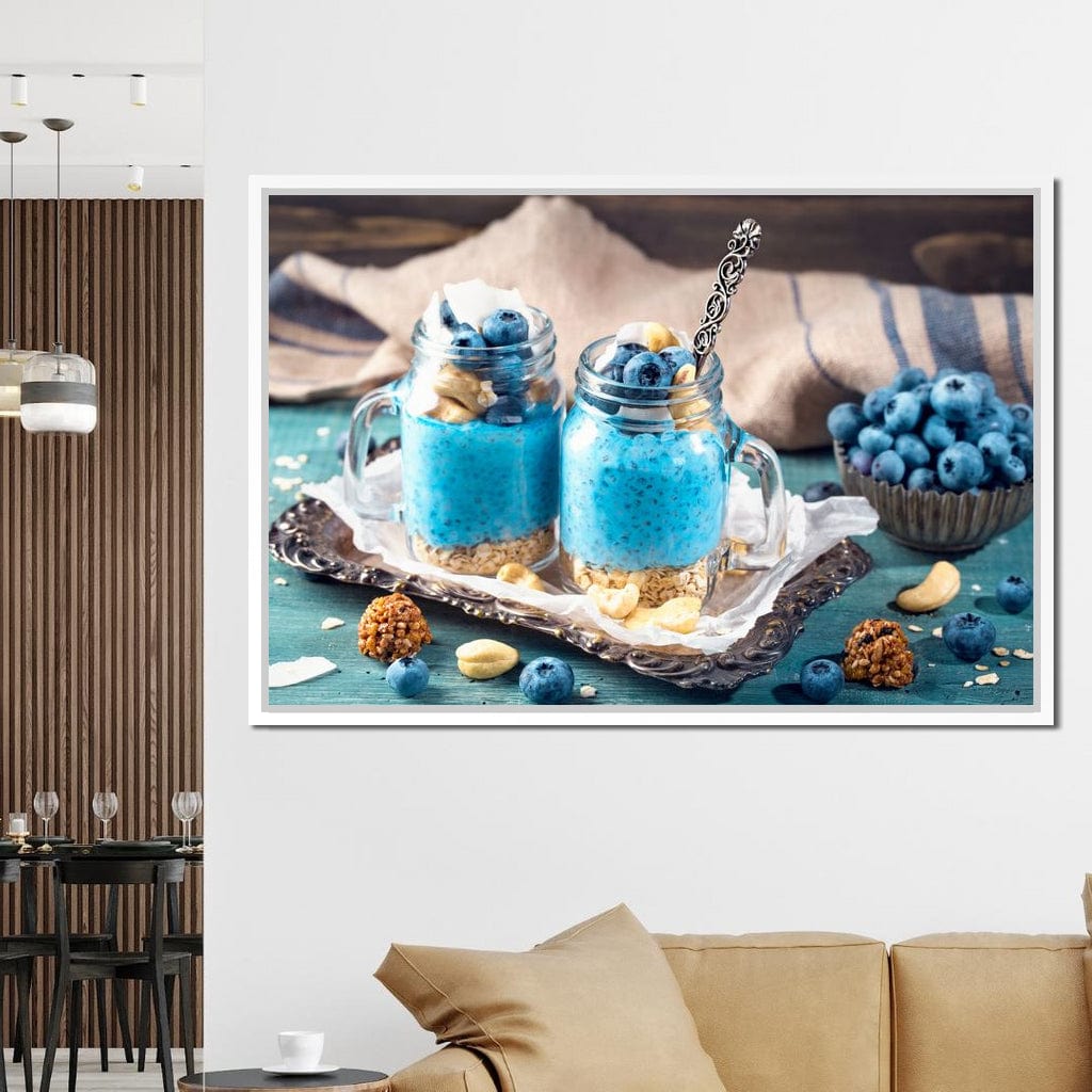 Chia Seeds & Blueberries Pudding Canvas Wall Art
