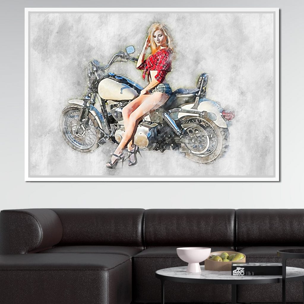 Girl Motorcycle - Mateo Canvas Wall Art