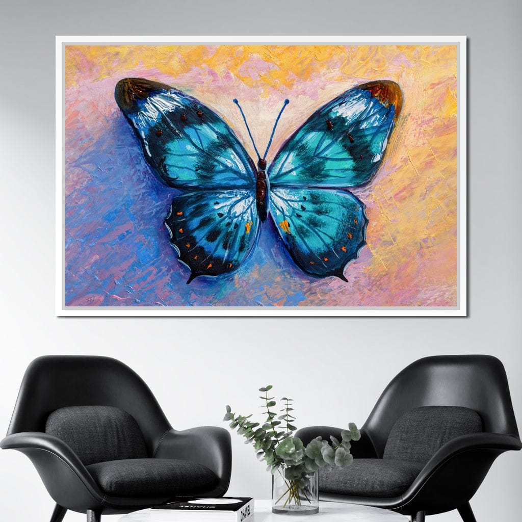 Light Blue Butterfly Canvas Wall Art