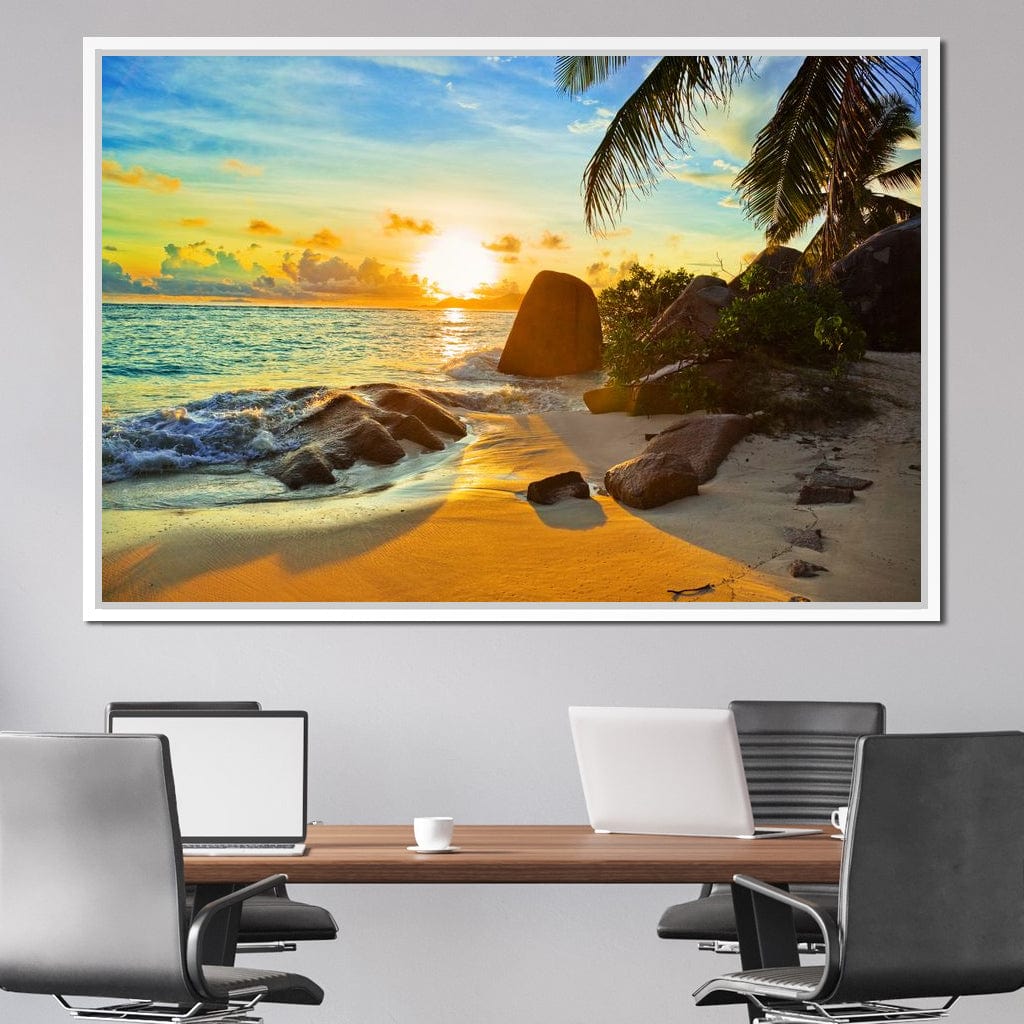 Natural Beach Sunset Canvas Wall Art