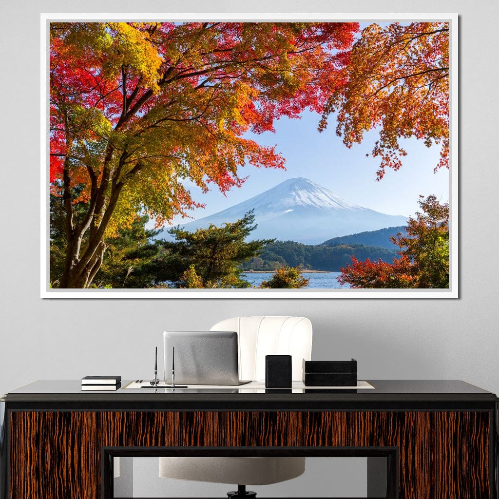 Autumn Trees by Mount Fuji Canvas Wall Art