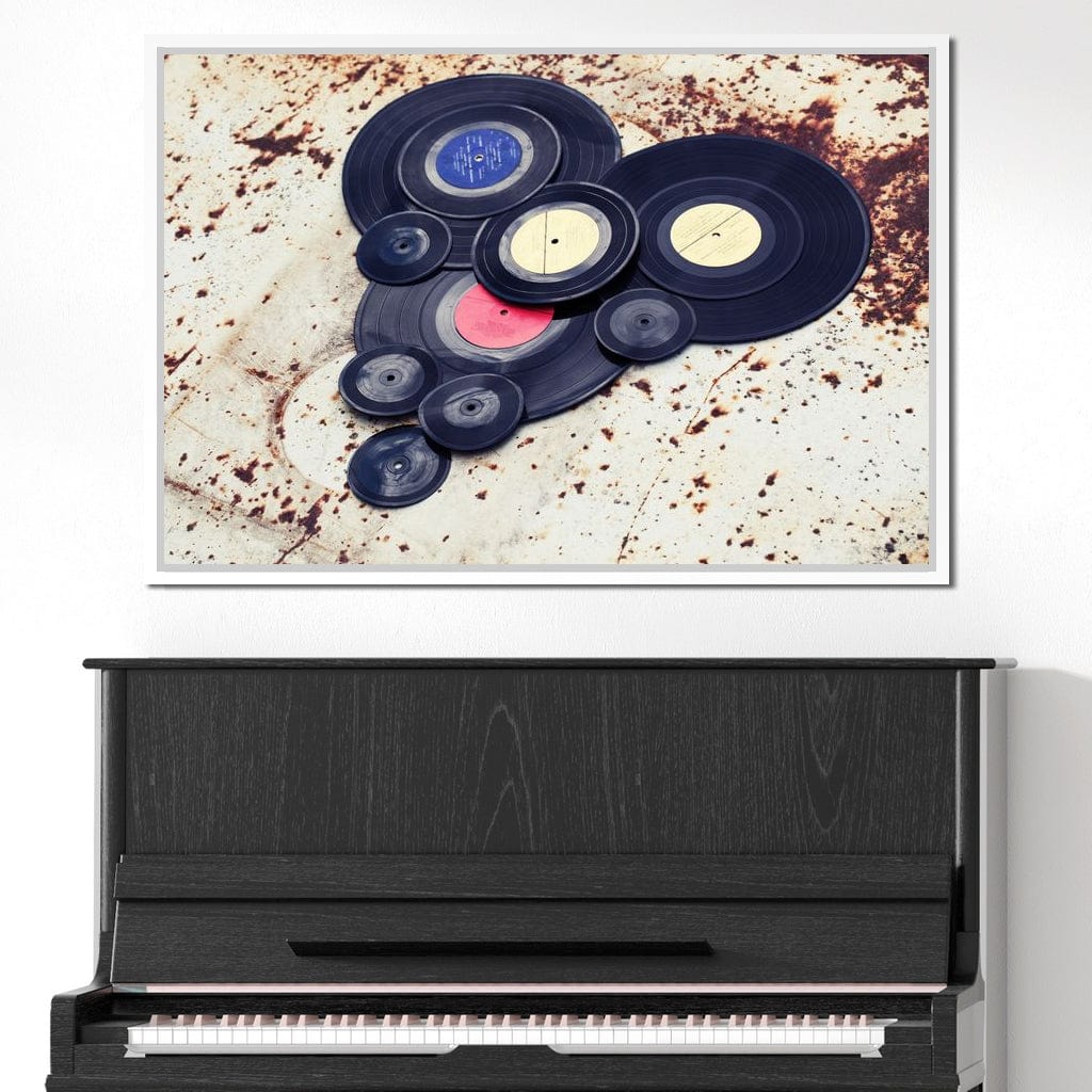 Heart Shaped Vinyl Records Canvas Wall Art
