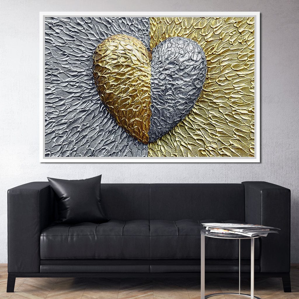Due Color Heart Canvas Wall Art