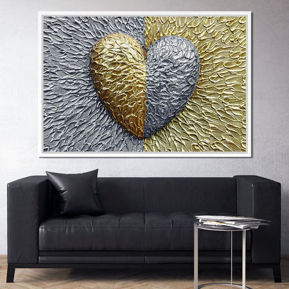 Due Color Heart Canvas Wall Art