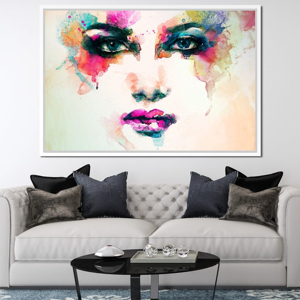Watercolor Abstract Woman Portrait Canvas Wall Art