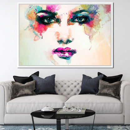 Watercolor Abstract Woman Portrait Canvas Wall Art