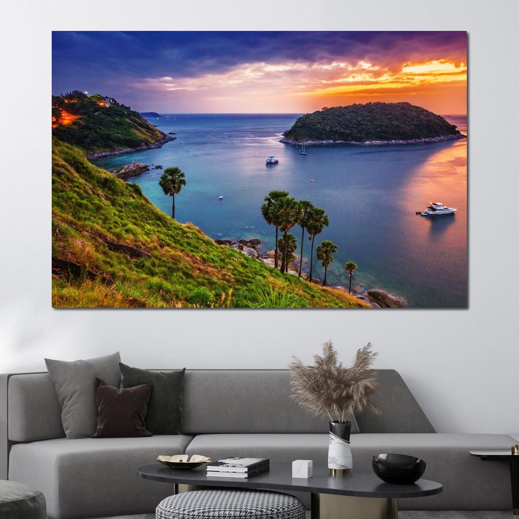 Boats Watching The Sunset Canvas Wall Art