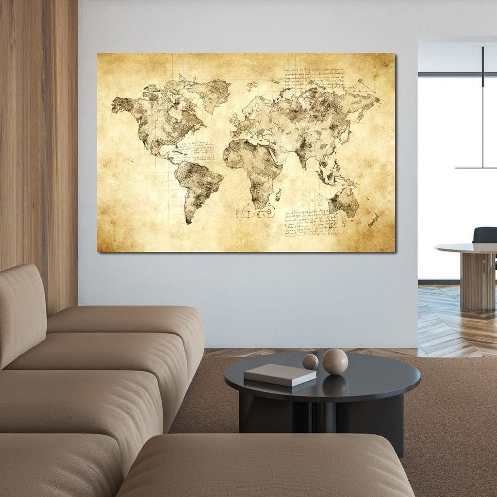 World Map Da Vinci - Mateo Canvas Wall Art