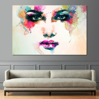 Watercolor Abstract Woman Portrait Canvas Wall Art