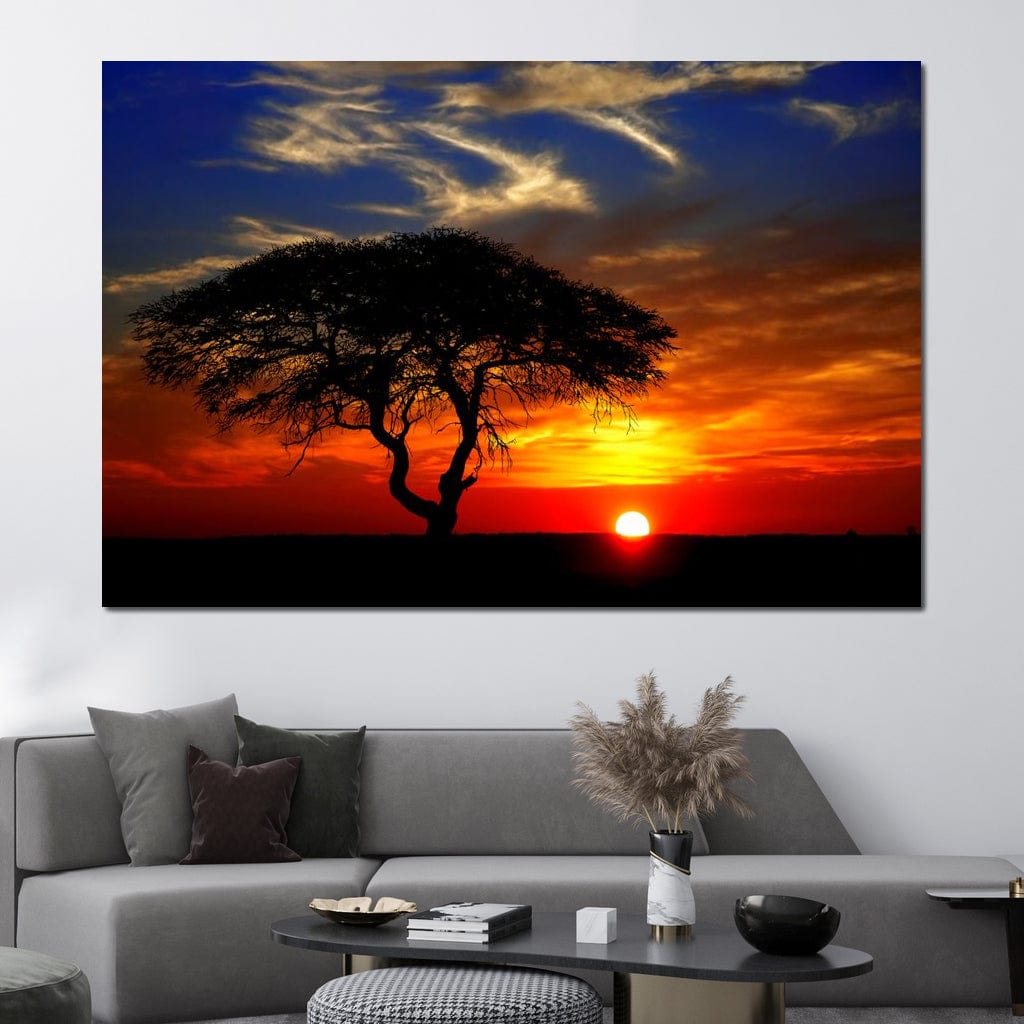 African Landscape Sunset Canvas Wall Art