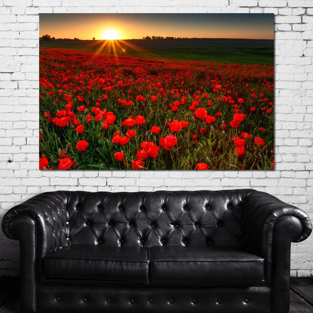 Red Poppies Field Canvas Wall Art