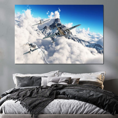 P51 Mustangs Winter Squadron Canvas Wall Art