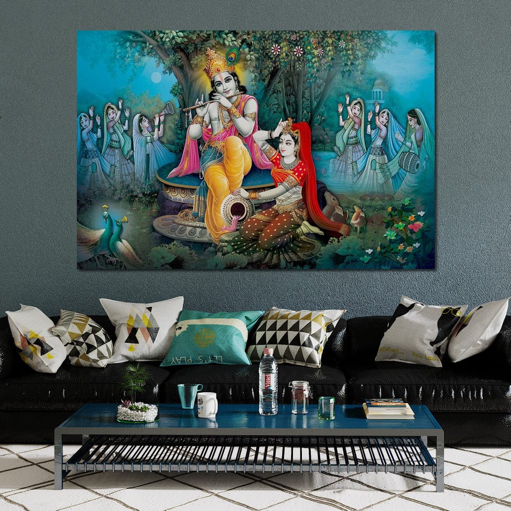 Radha & Krishna Love Tree Canvas Wall Art