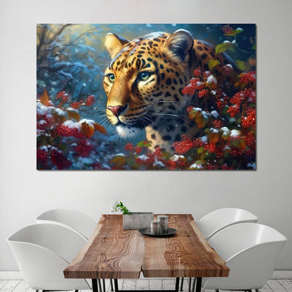 Winter Jaguar Canvas Wall Art