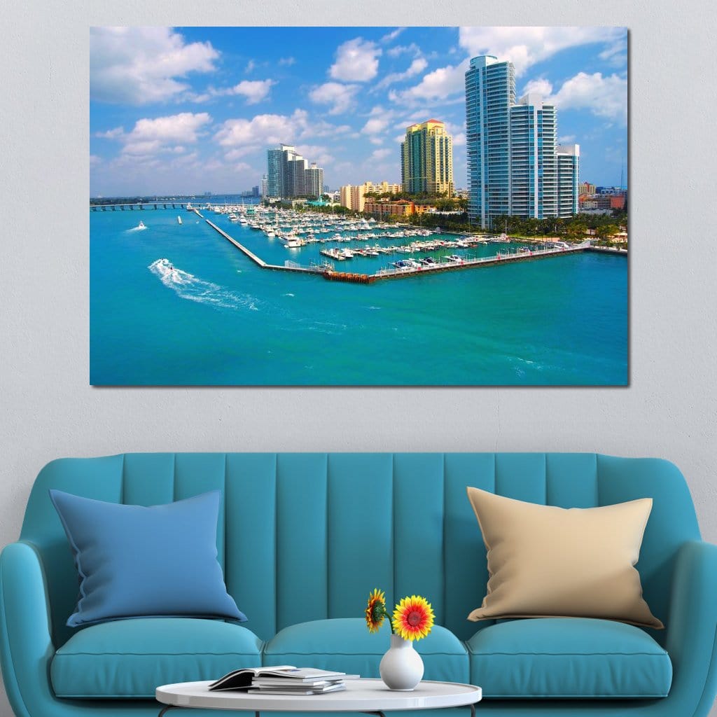 Miami Beach Skyline Canvas Wall Art