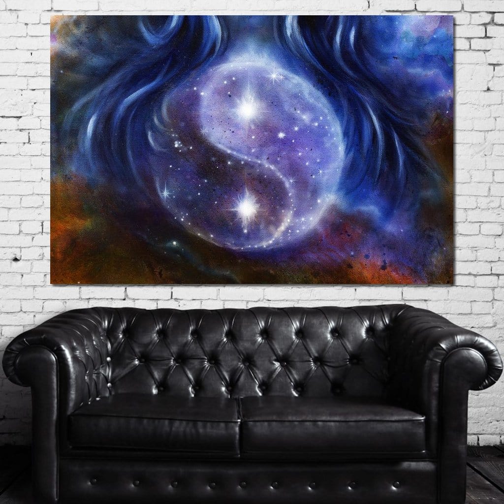 Yin Yang Stars Canvas Wall Art