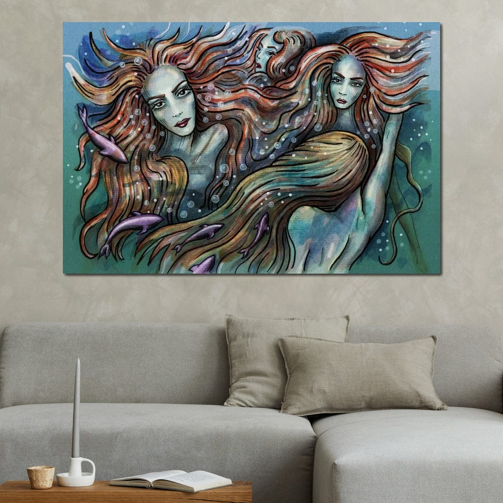 The 4 Mermaids Canvas Wall Art