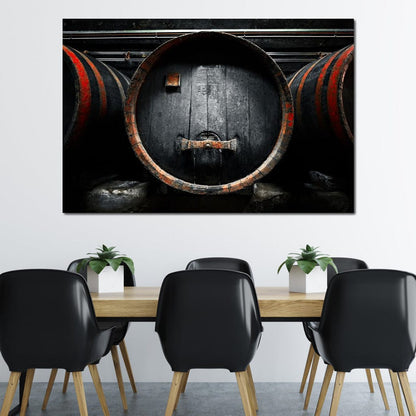 Traditional Wood Barrel Canvas Wall Art