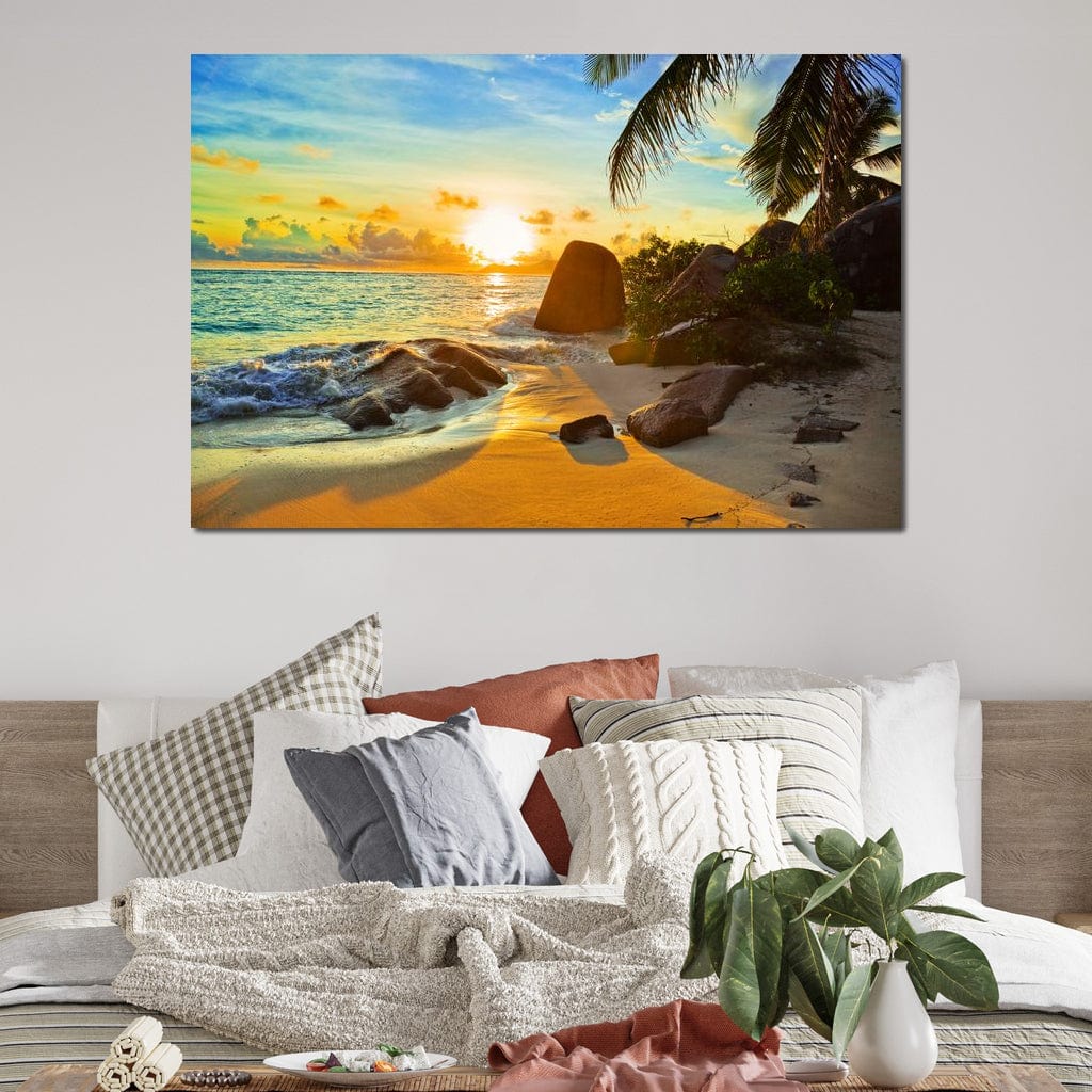 Natural Beach Sunset Canvas Wall Art