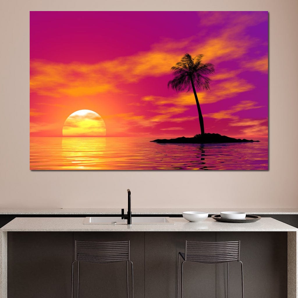 Sunset Island Canvas Wall Art