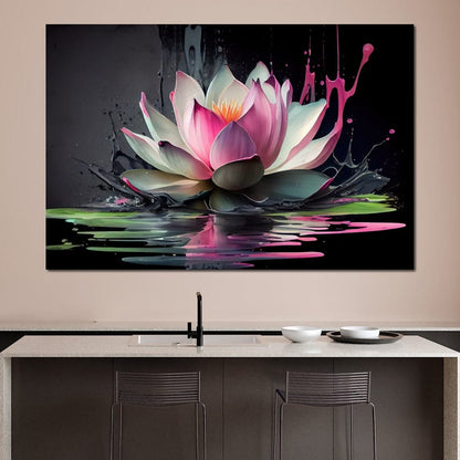 Watercolor Lotus Flower Canvas Wall Art
