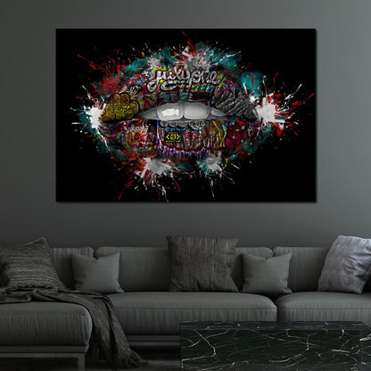 Graffiti Lips Canvas Wall Art