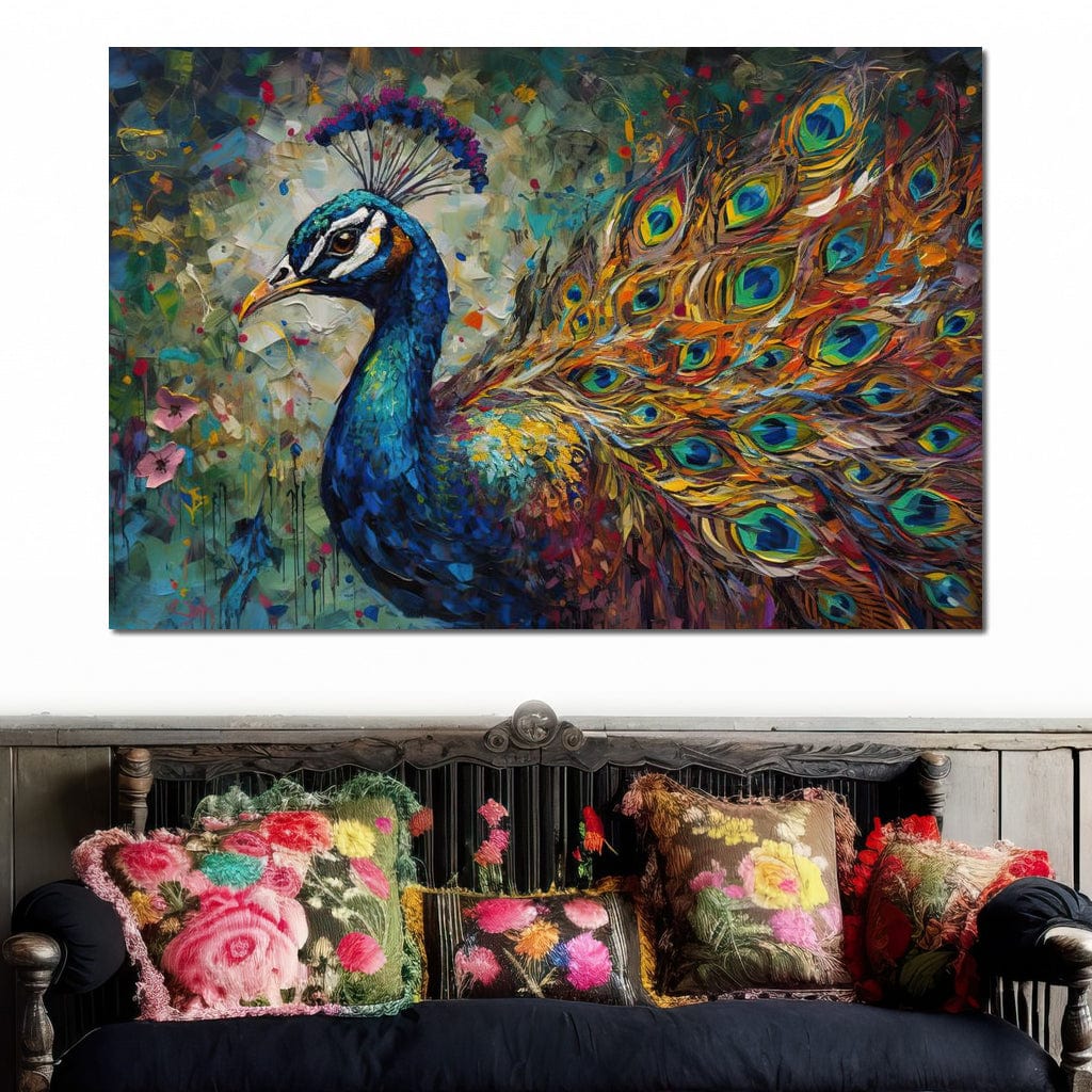 Celestial Peacock Canvas Wall Art