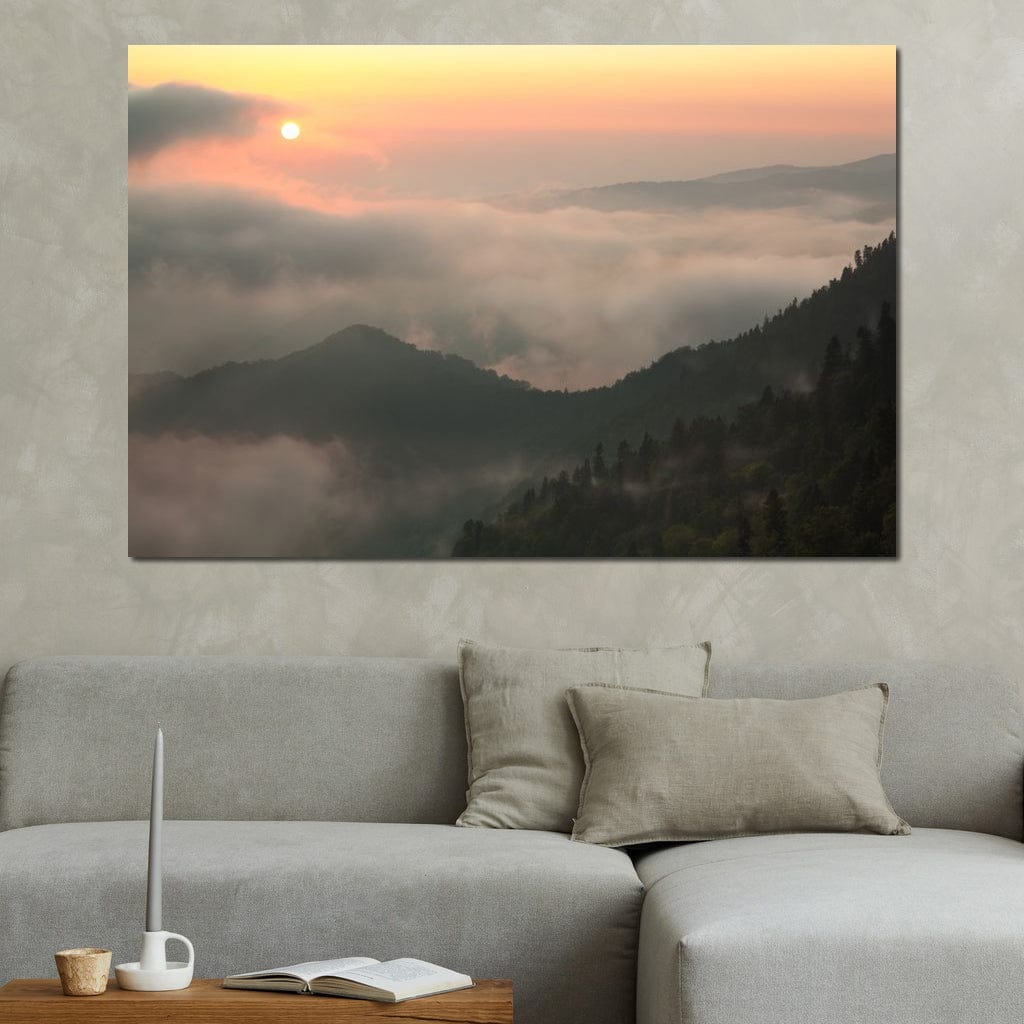Fog over the Forest Canvas Wall Art