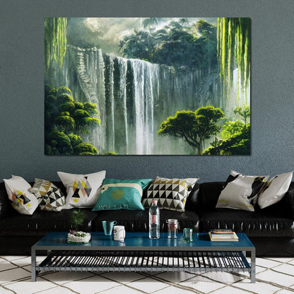 Waterfall in the Jungle Canvas Wall Art