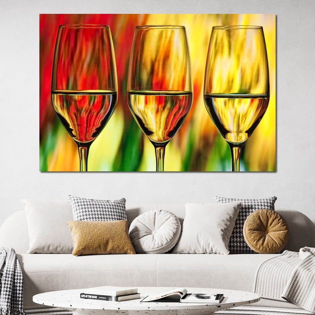 Multicolor Wine Glass Canvas Wall Art